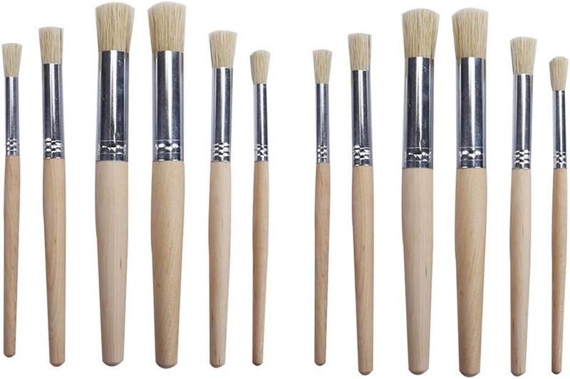 AngelReally Wooden Stencil Brushes Natural Bristle Stencil Brushes for Acrylic Painting, Oil Painting, Watercolor Painting, Card Making, DIY Art Crafts Project (3 Sizes) (12) - Image 1